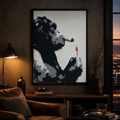Smoking Chimp Graffiti Wall Art Decor - Wall Art Decor - lifestyle