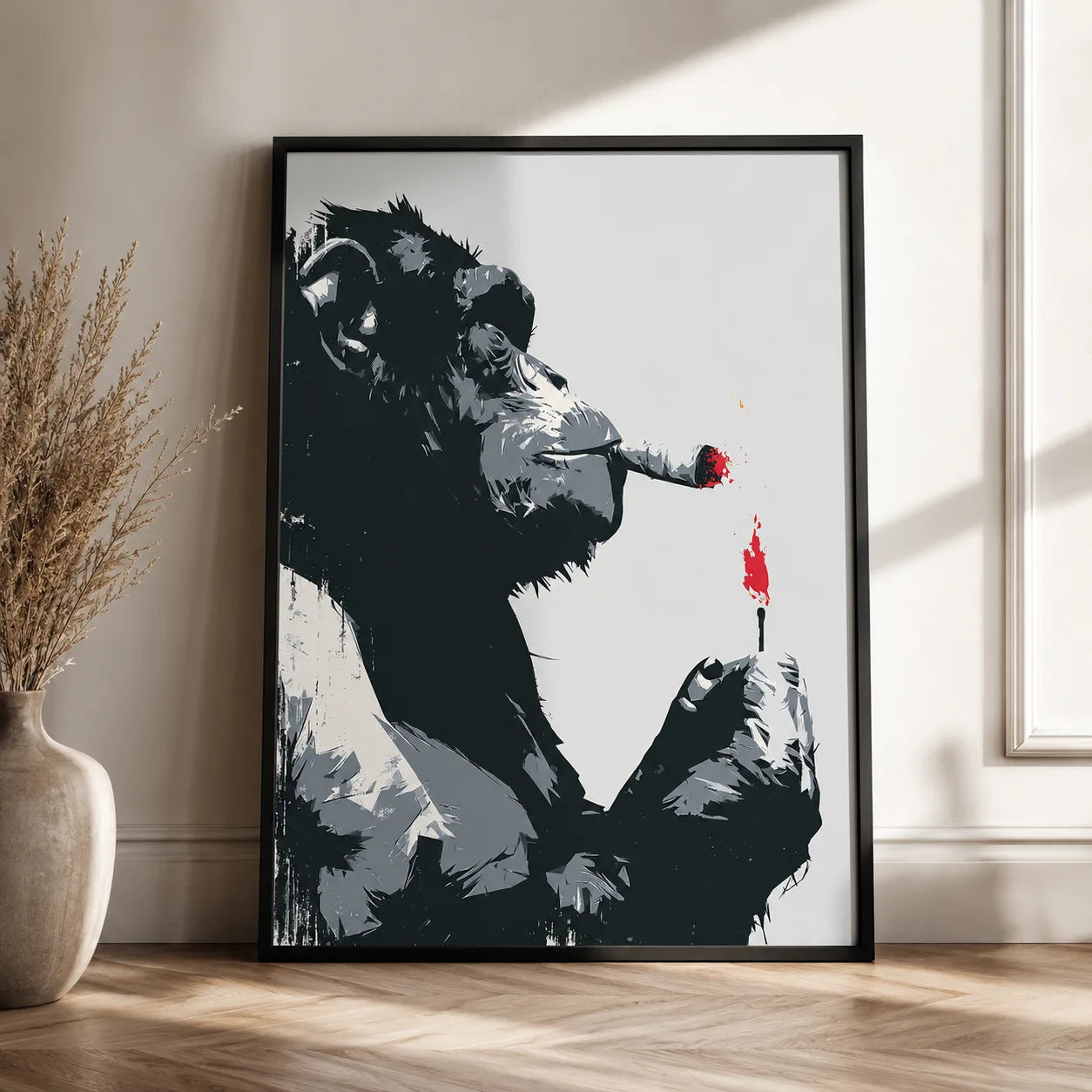 Smoking Chimp Graffiti Wall Art Decor - Wall Art Decor - side view
