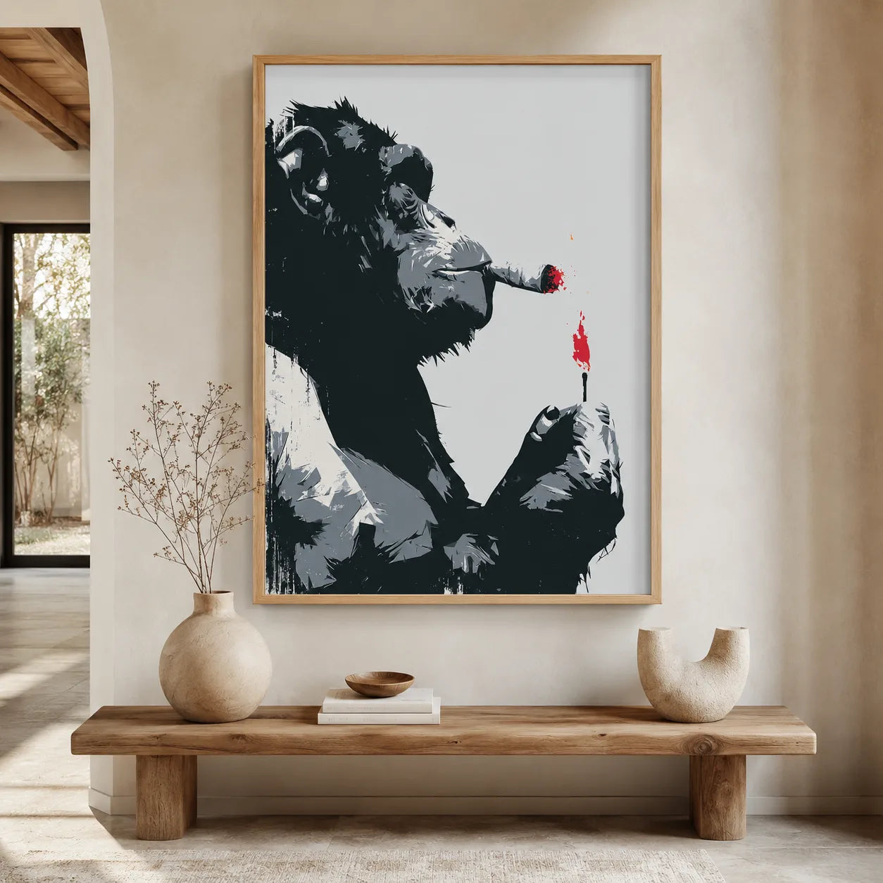 Smoking Chimp Graffiti Wall Art Decor - Wall Art Decor - styled