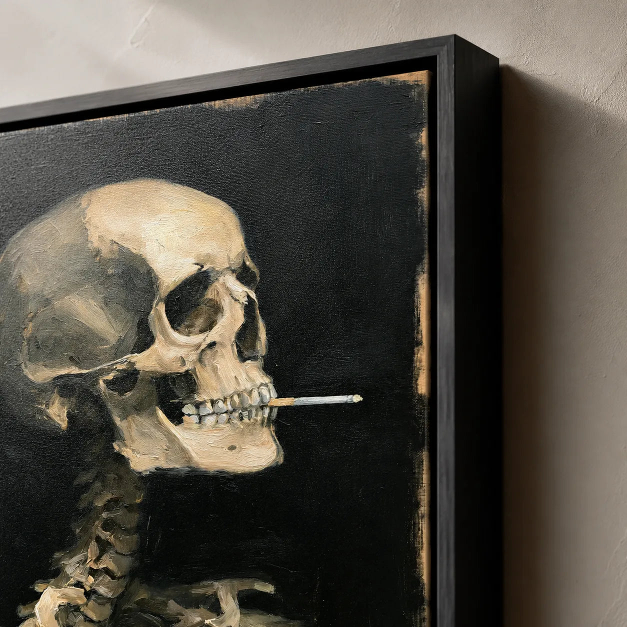 Smoking Skeleton Oil Painting Wall Art Decor - Wall Art Decor - packaging