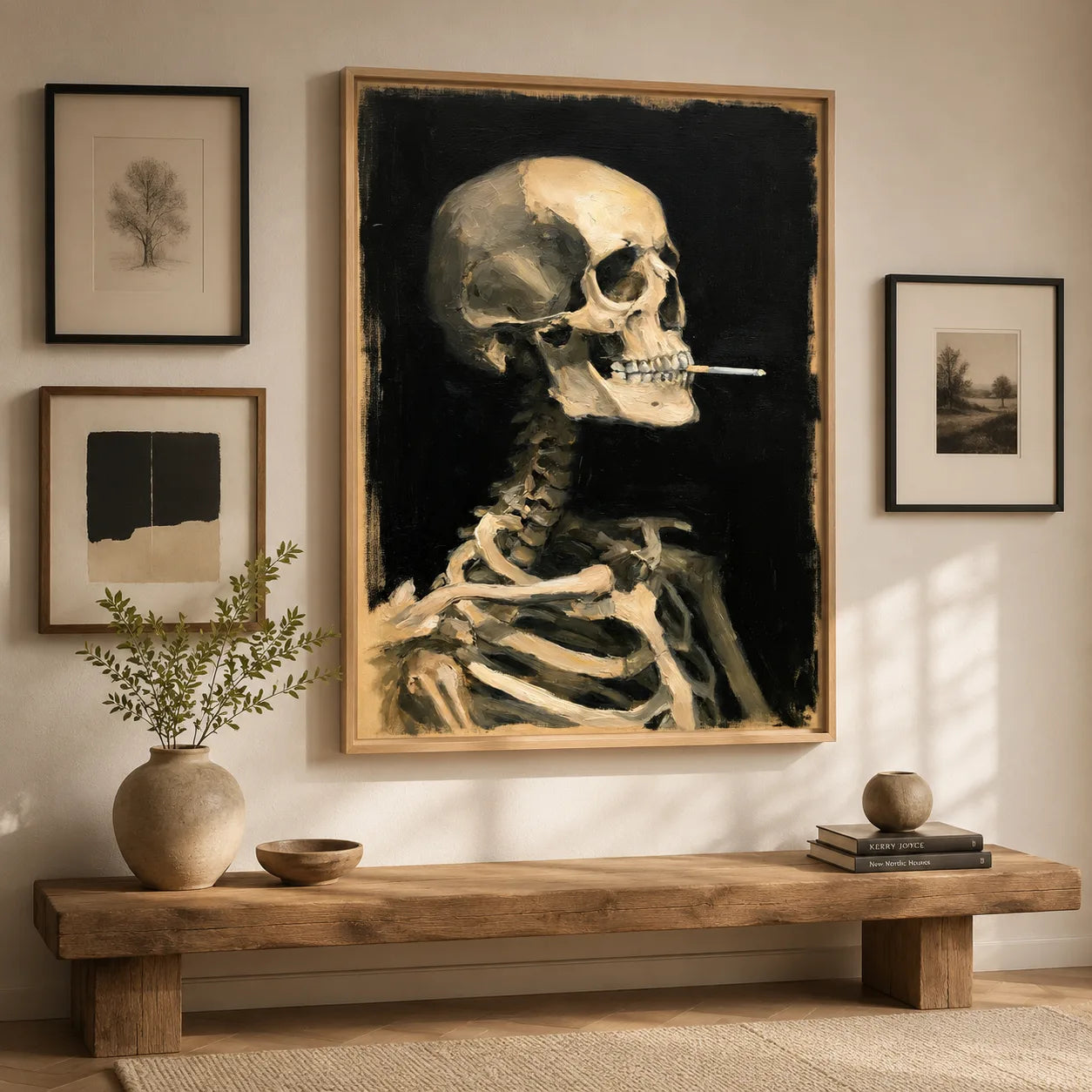 Smoking Skeleton Oil Painting Wall Art Decor - Wall Art Decor - view 11