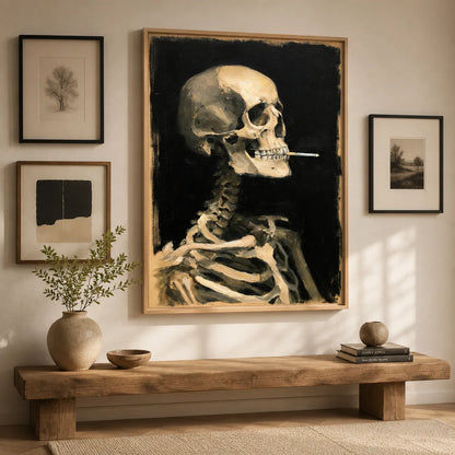 Smoking Skeleton Oil Painting Wall Art Decor - Wall Art Decor - view 11