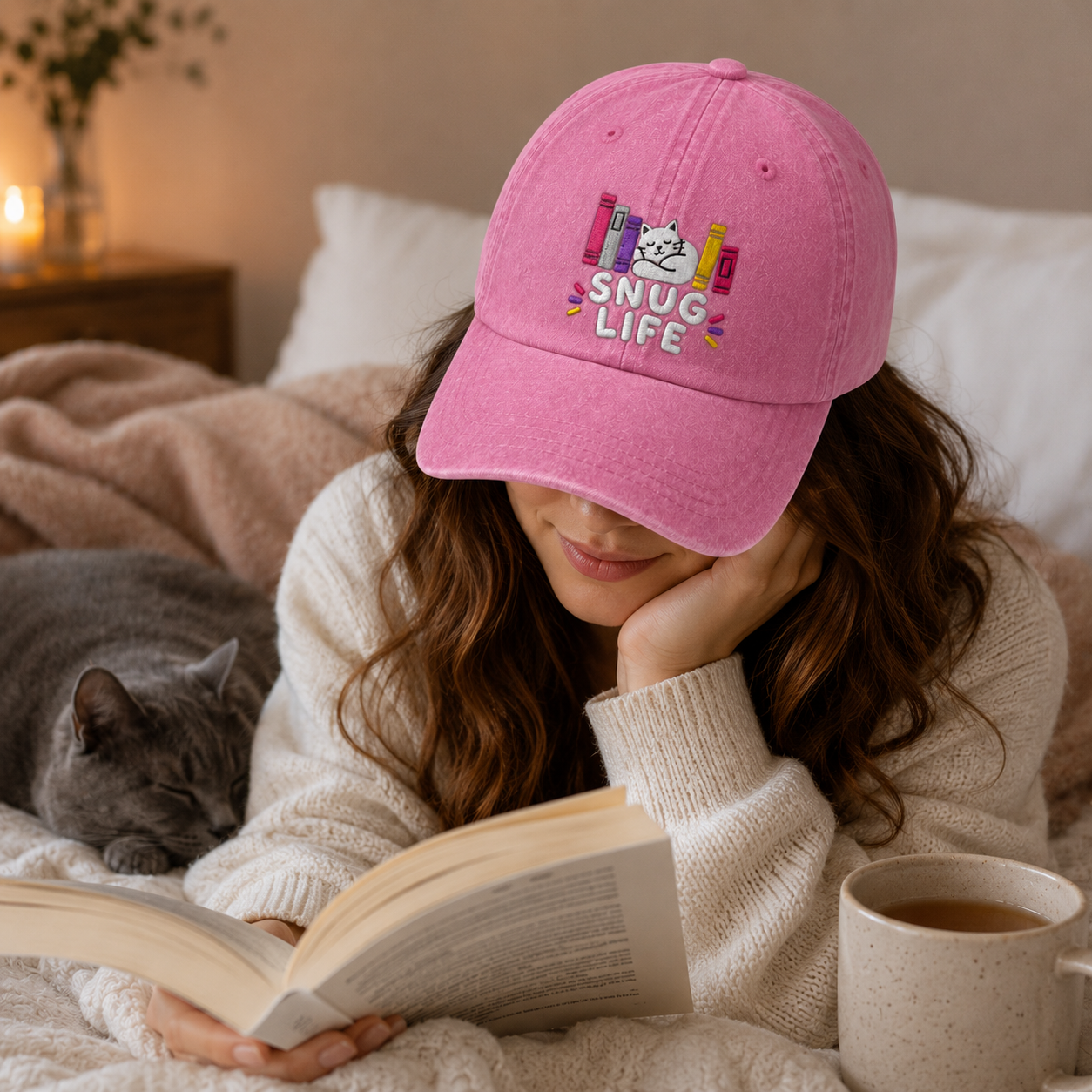 Snug Life Cat Washed Cap - Washed Cap - alternate angle