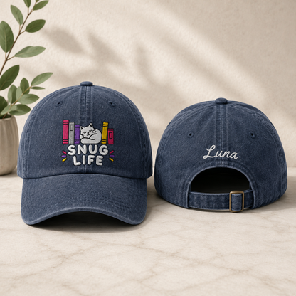 Snug Life Cat Washed Cap - Washed Cap - front view