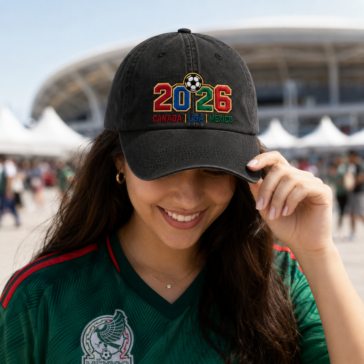 Soccer 2026 Embroidered Washed Cap - Washed Cap - front view