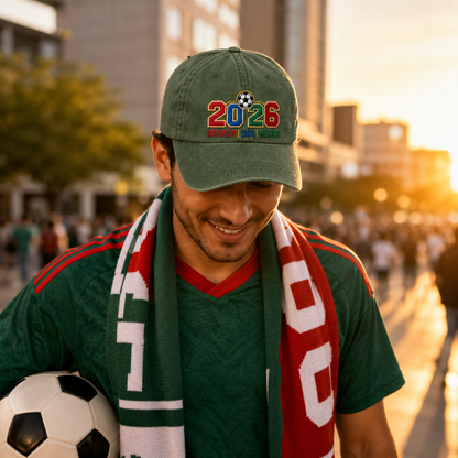 Soccer 2026 Embroidered Washed Cap - Washed Cap - front view
