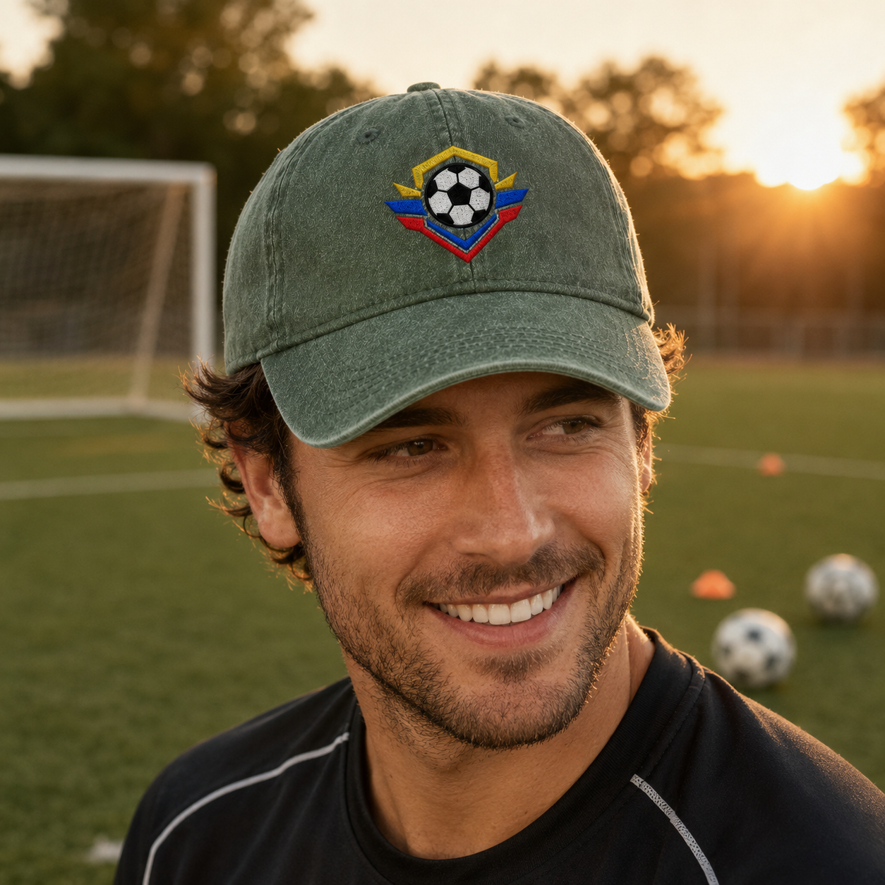 Soccer Crest Embroidered Washed Cap - Washed Cap - alternate angle