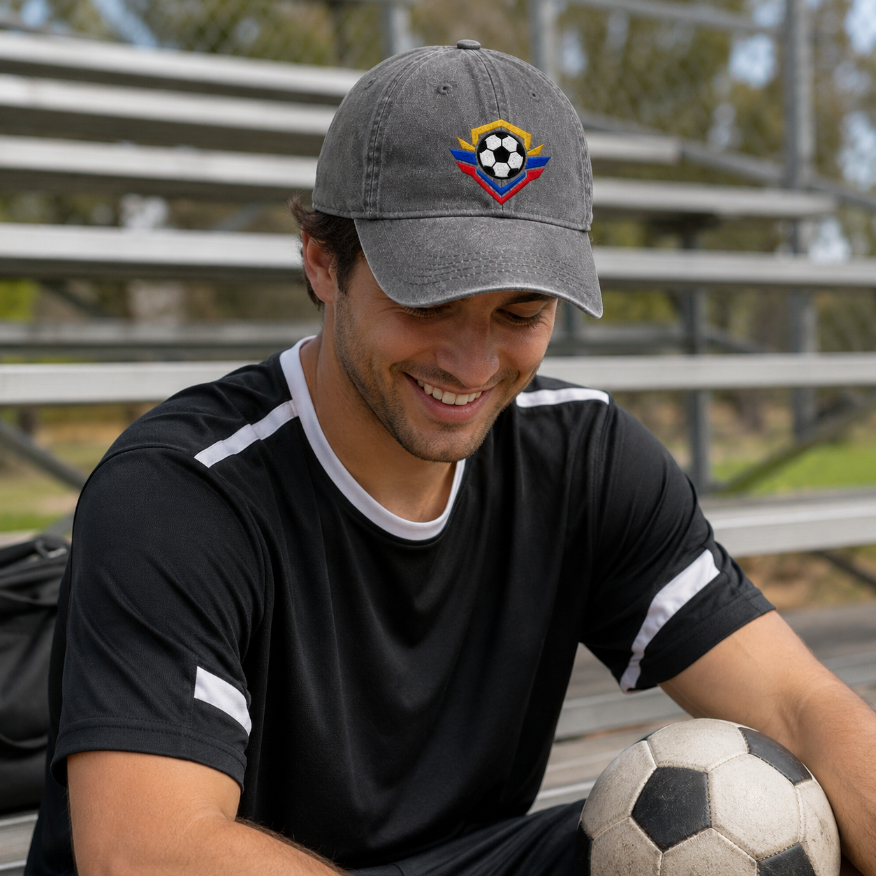 Soccer Crest Embroidered Washed Cap - Washed Cap - detail
