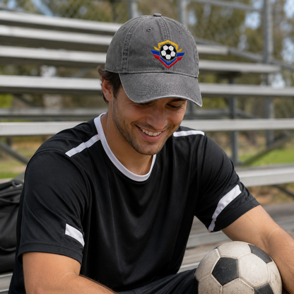 Soccer Crest Embroidered Washed Cap - Washed Cap - detail