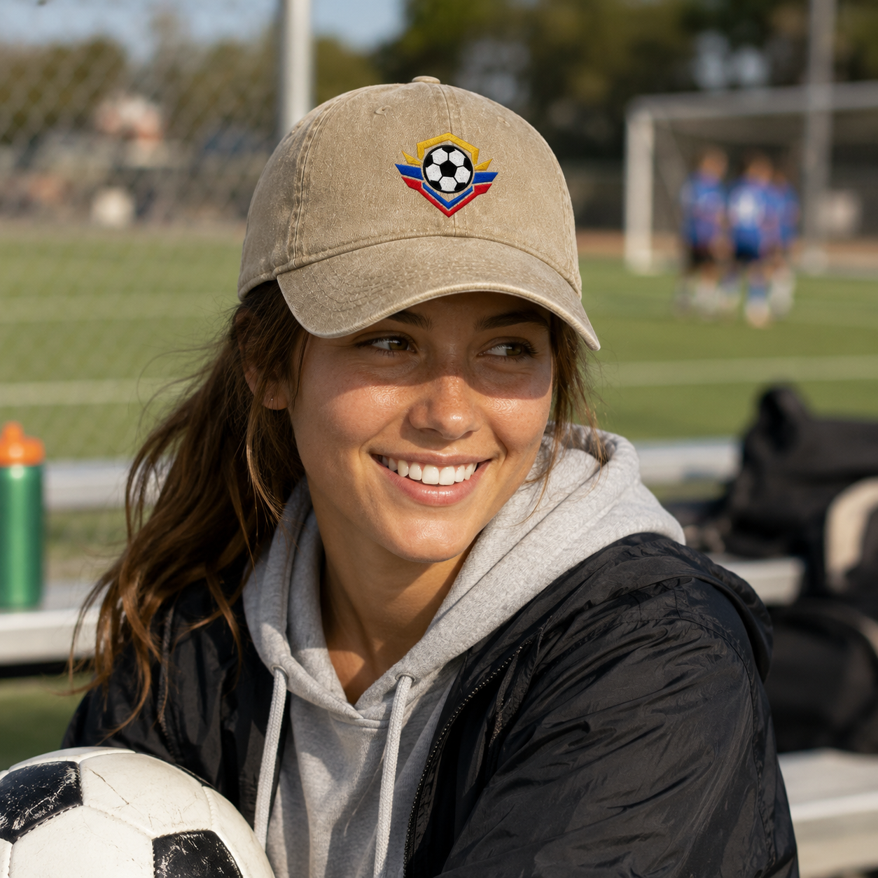 Soccer Crest Embroidered Washed Cap - Washed Cap - lifestyle