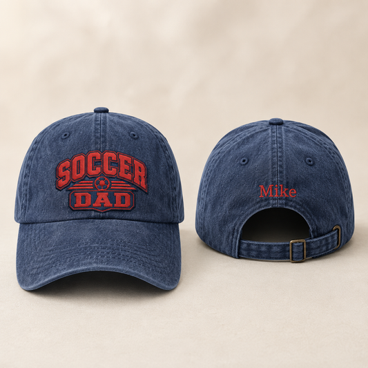 Soccer Dad Embroidered Washed Cap - Washed Cap - front view
