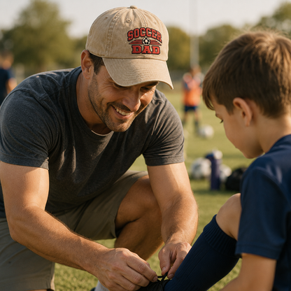 Soccer Dad Embroidered Washed Cap - Washed Cap - lifestyle