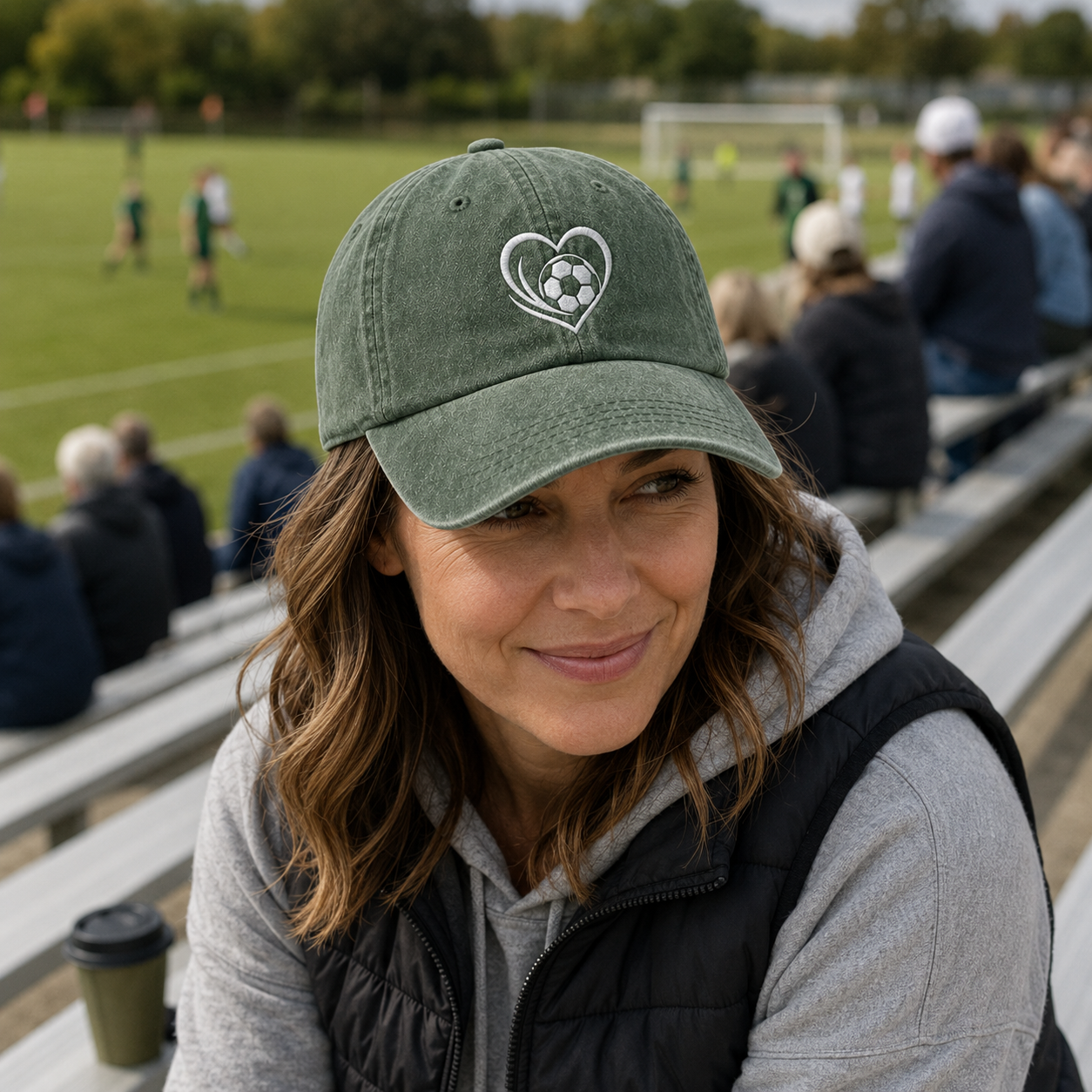 Soccer Heart Embroidered Washed Cap - Washed Cap - detail
