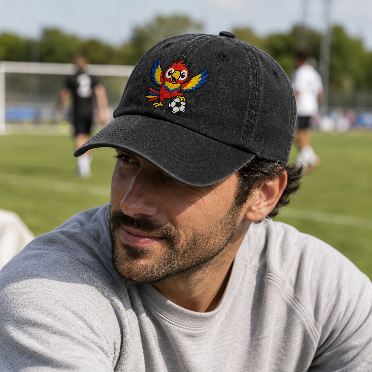 Soccer Parrot Embroidered Washed Cap - Washed Cap - lifestyle
