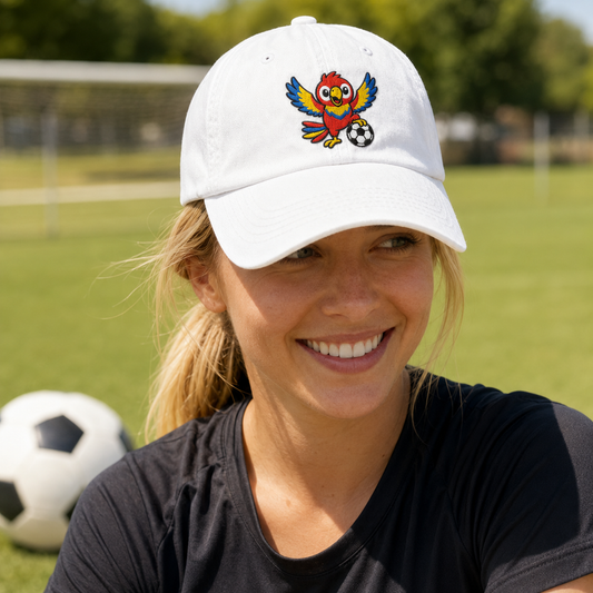 Soccer Parrot Embroidered Washed Cap - Washed Cap - side view