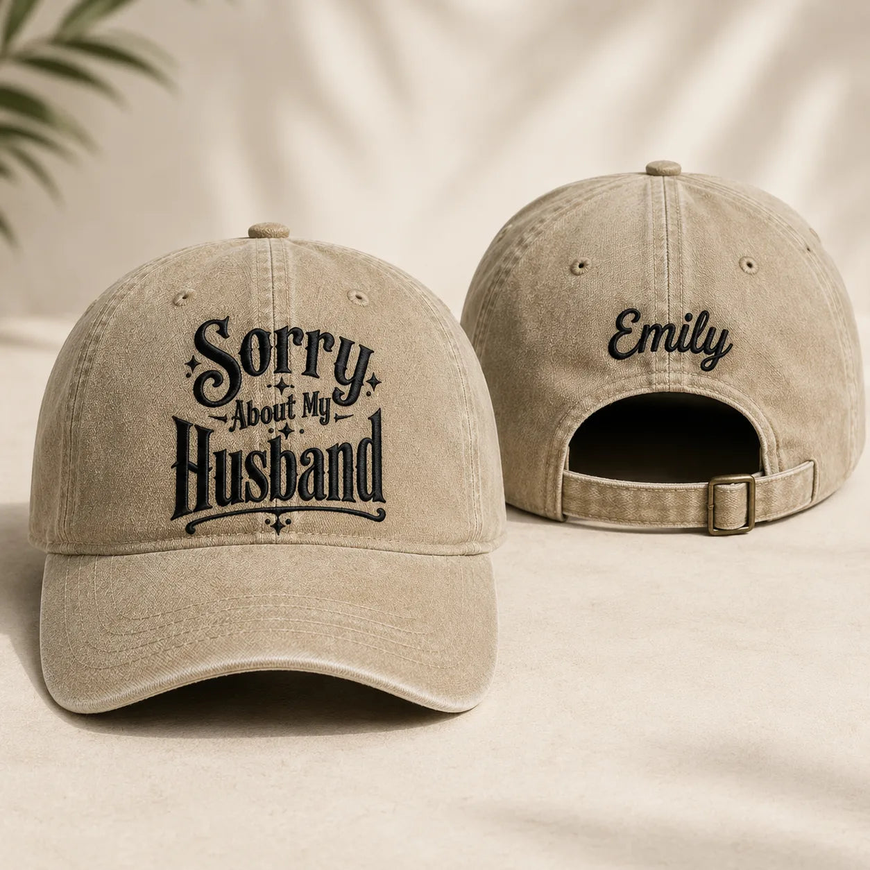 Sorry About My Husband Washed Cap - Washed Cap - front view