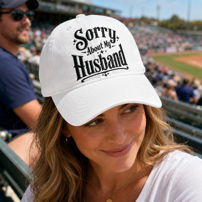 Sorry About My Husband Washed Cap - Washed Cap - side view