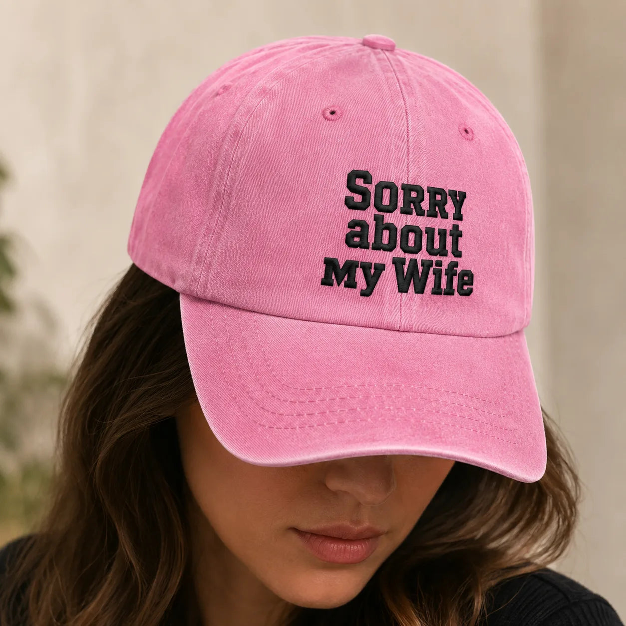 Sorry about My Wife Washed Cap - washed cap - detail