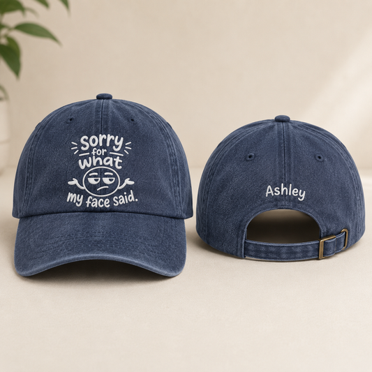 Sorry What My Face Said Washed Cap - Washed Cap - front view