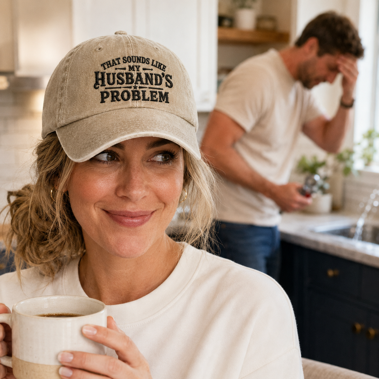 Sounds Like Husband's Problem Washed Cap - Washed Cap - side view