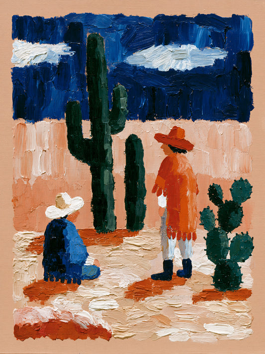 Affiche Western Mexicain - Wall Art Decor - front view - southwestern desert art print, cobalt desert wall decor