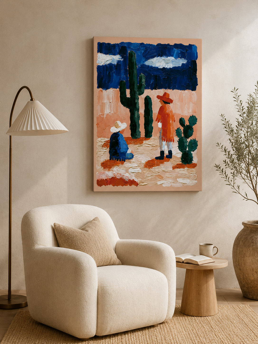 Affiche Western Mexicain - Wall Art Decor - close-up - southwestern desert art print, cobalt desert wall decor