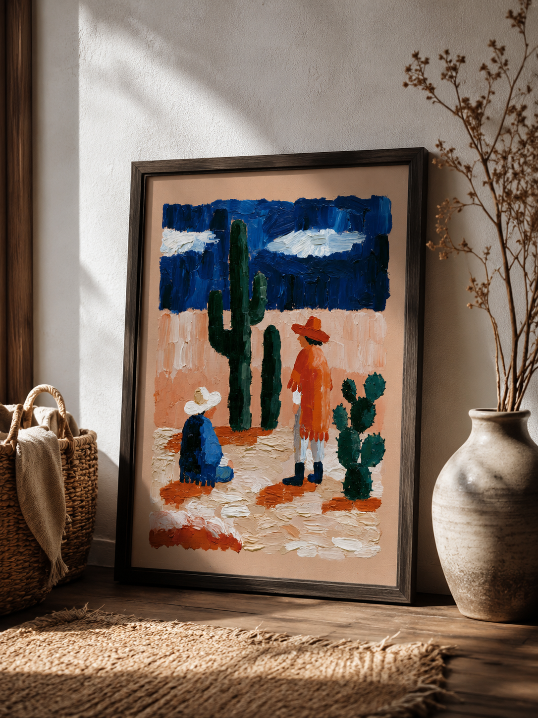 Affiche Western Mexicain - Wall Art Decor - alternate angle - southwestern desert art print, cobalt desert wall decor