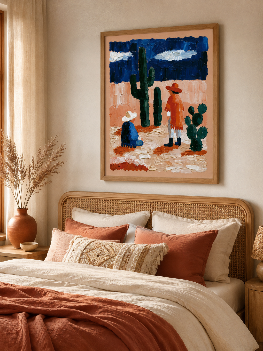 Affiche Western Mexicain - Wall Art Decor - lifestyle shot - southwestern desert art print, cobalt desert wall decor