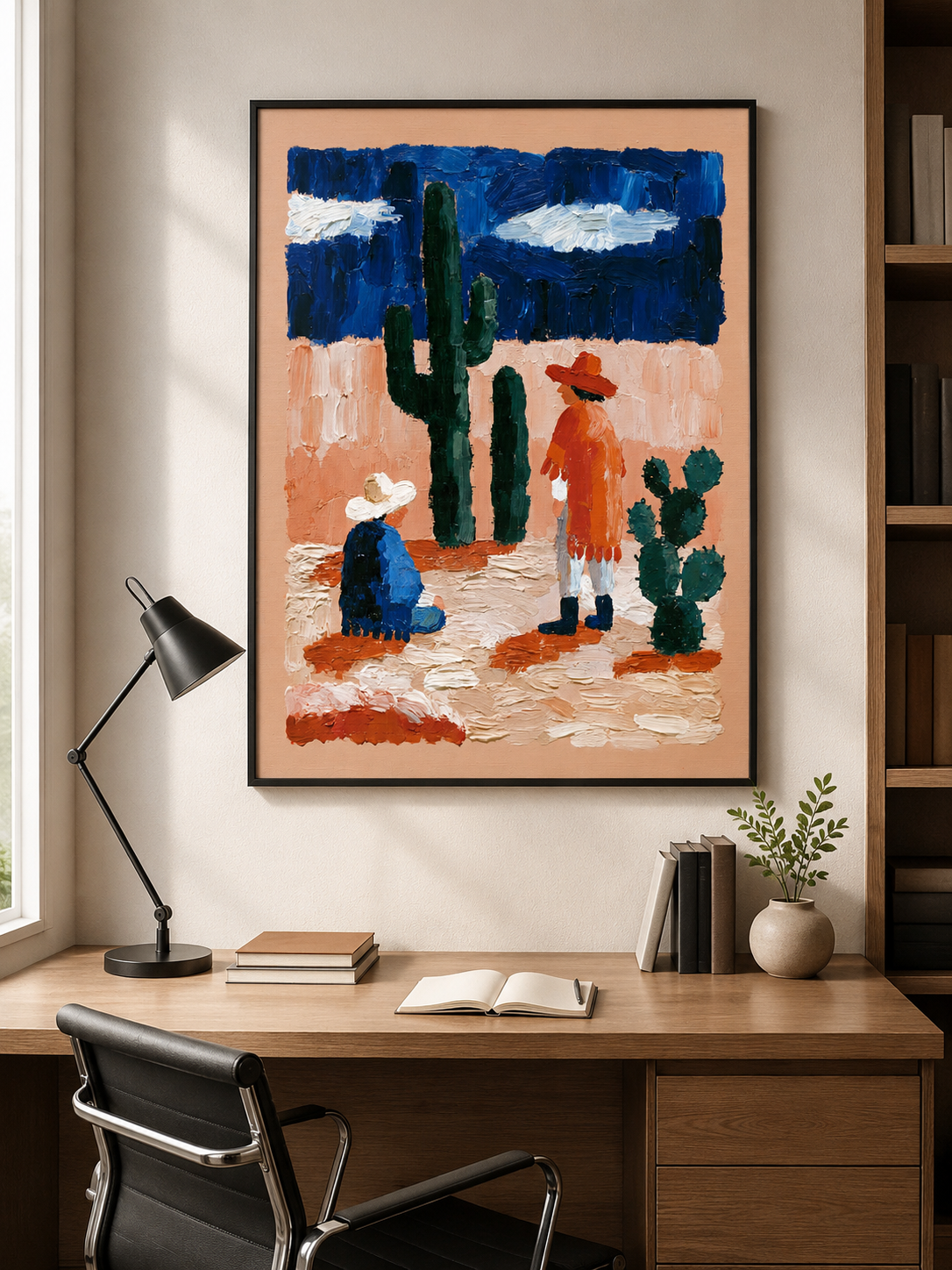 Affiche Western Mexicain - Wall Art Decor - close-up - southwestern desert art print, cobalt desert wall decor