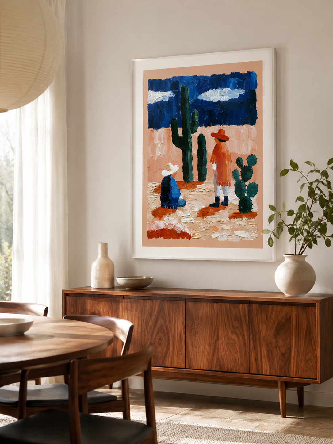 Affiche Western Mexicain - Wall Art Decor - alternate angle - southwestern desert art print, cobalt desert wall decor