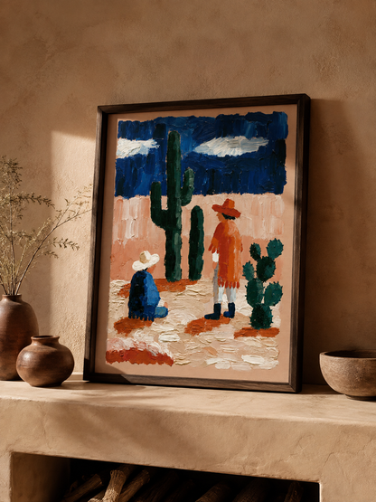 Affiche Western Mexicain - Wall Art Decor - packaging - southwestern desert art print, cobalt desert wall decor