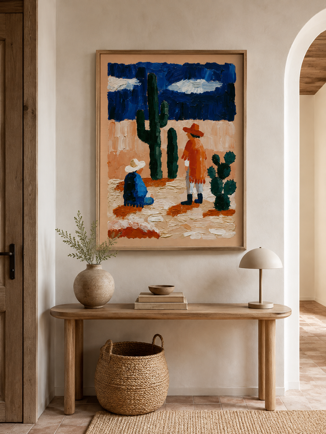 Affiche Western Mexicain - Wall Art Decor - front view - southwestern desert art print, cobalt desert wall decor