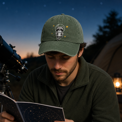 Space Raccoon Embroidered Washed Cap - Washed Cap - lifestyle