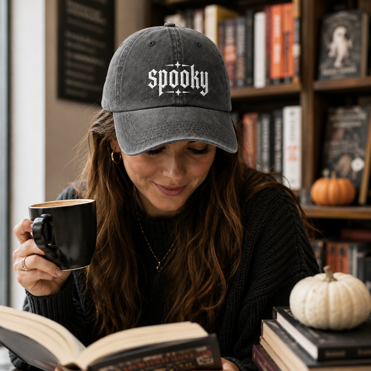 Spooky Embroidered Washed Cap - Washed Cap - alternate angle