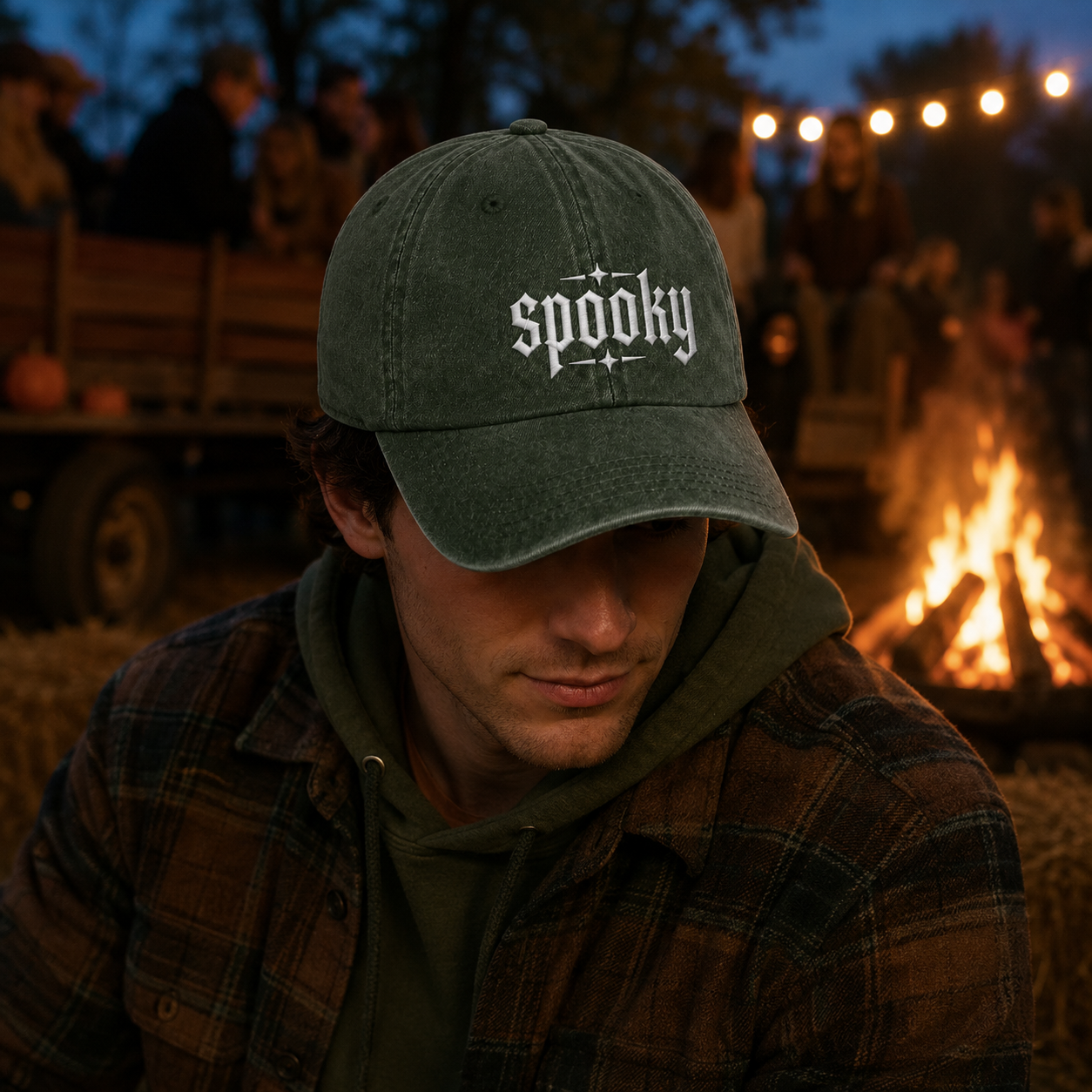Spooky Embroidered Washed Cap - Washed Cap - detail