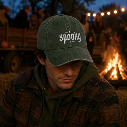Spooky Embroidered Washed Cap - Washed Cap - detail