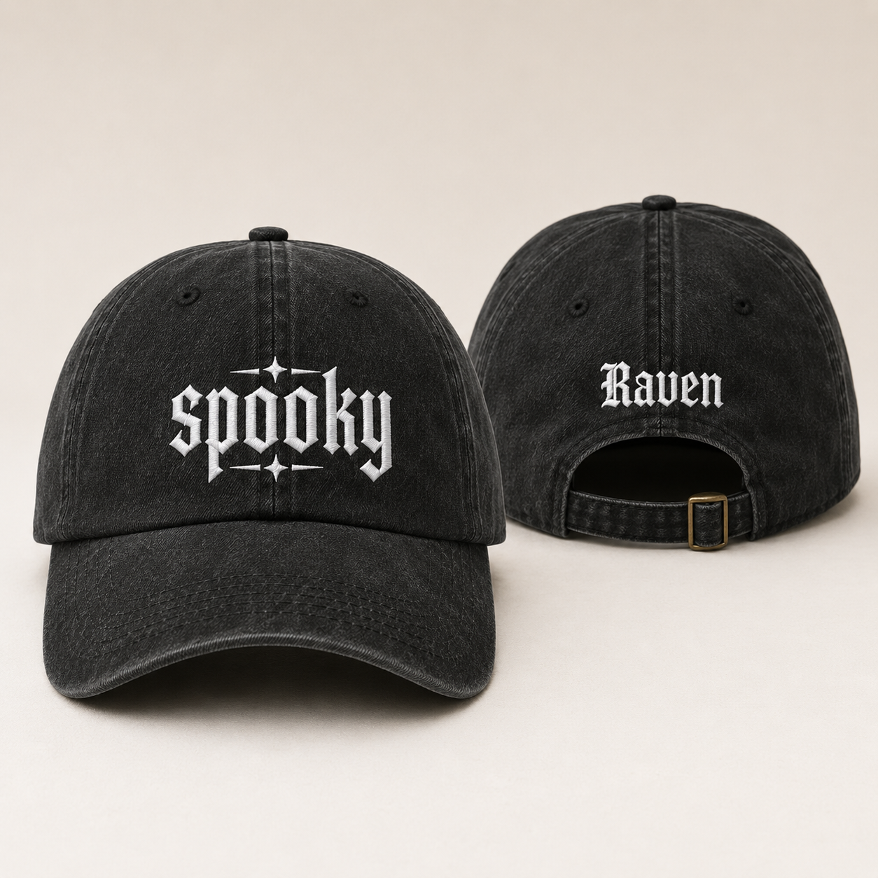 Spooky Embroidered Washed Cap - Washed Cap - front view