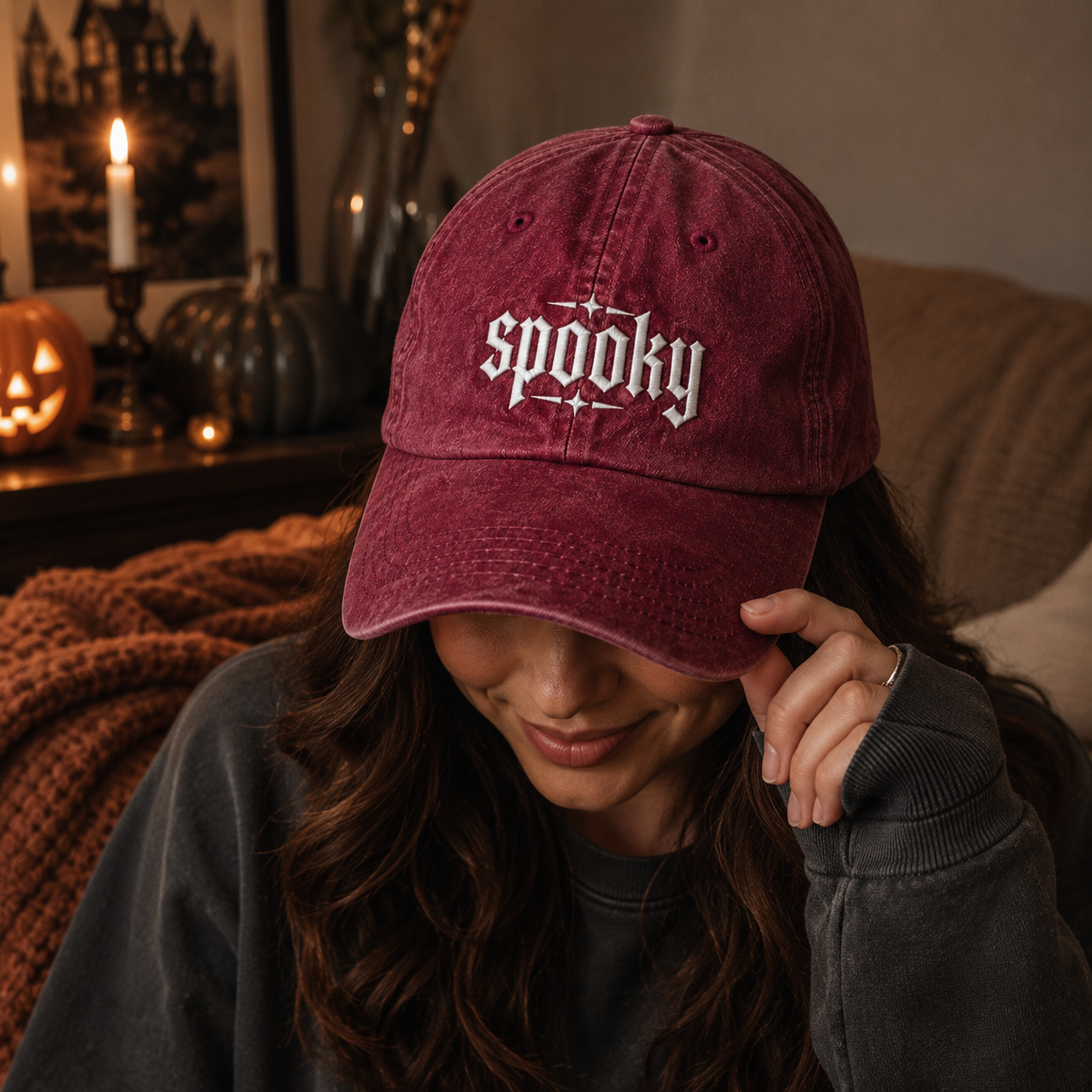 Spooky Embroidered Washed Cap - Washed Cap - lifestyle