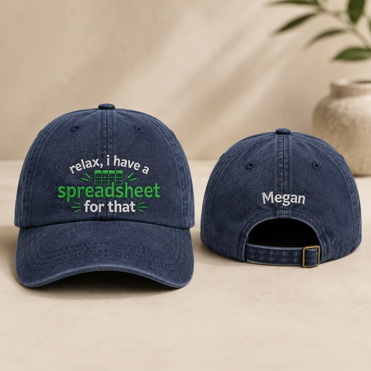 Spreadsheet For That Embroidered Washed Cap - Washed Cap - front view