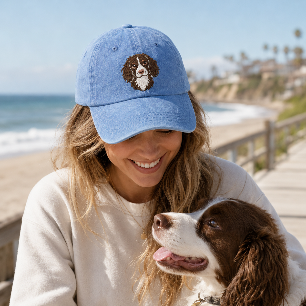 Springer Spaniel Portrait Washed Cap - Washed Cap - alternate angle