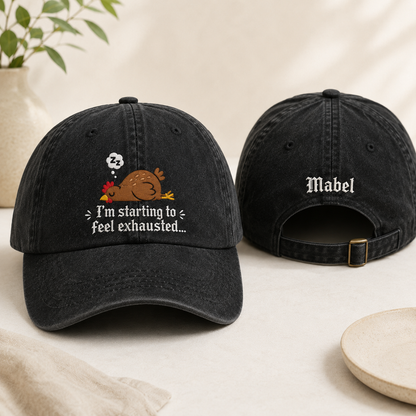 Starting To Feel Exhausted Embroidered Washed Cap - Washed Cap - front view