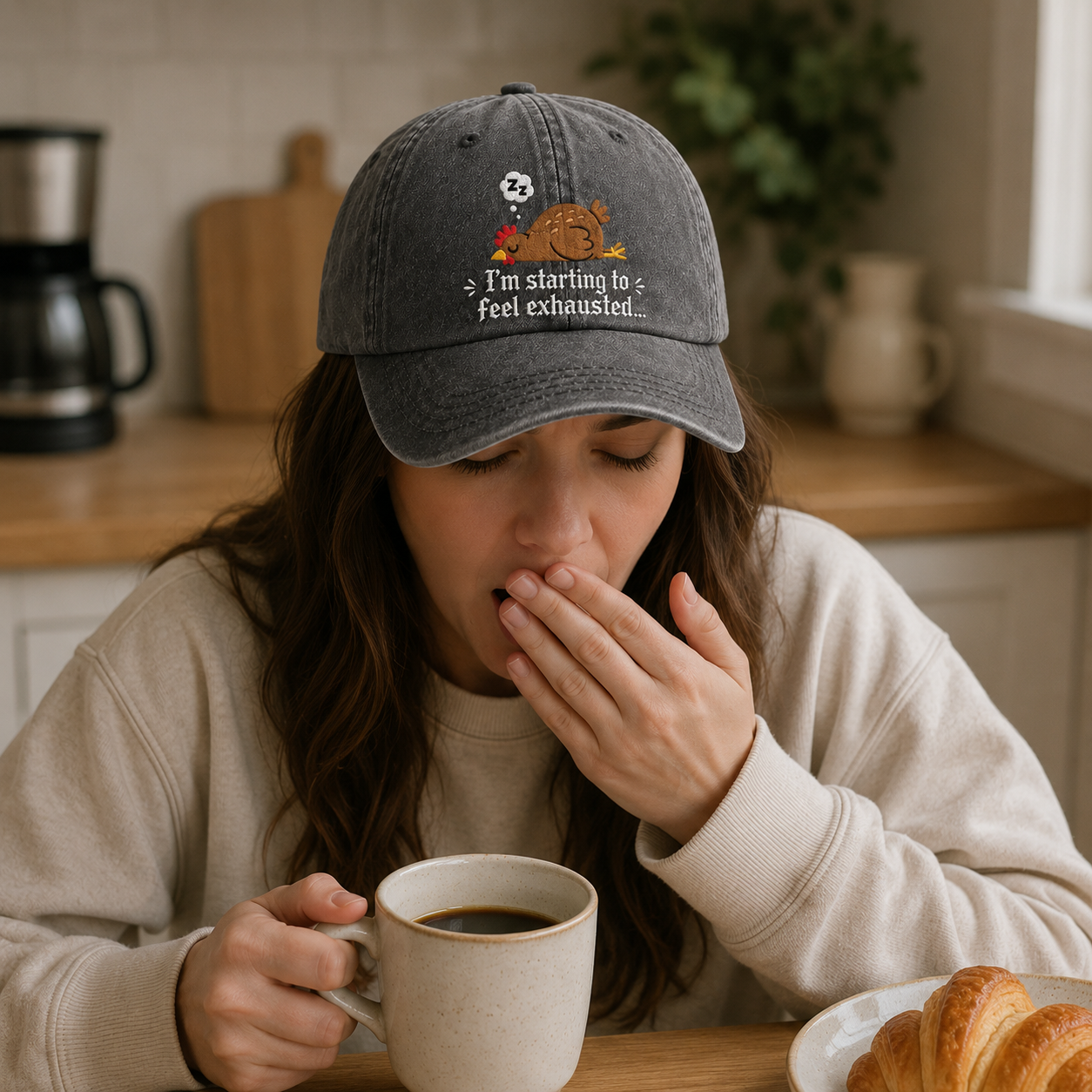 Starting To Feel Exhausted Embroidered Washed Cap - Washed Cap - lifestyle