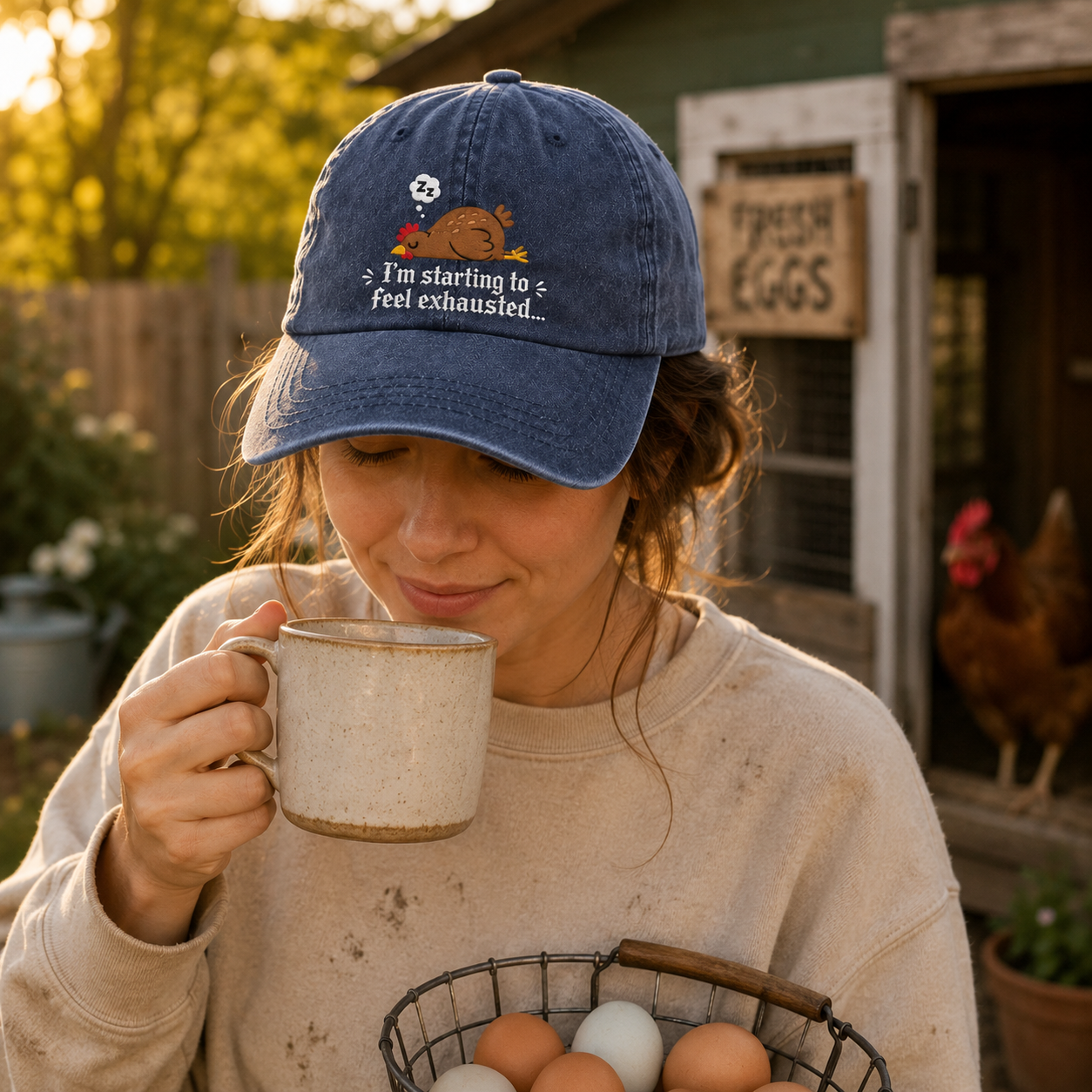 Starting To Feel Exhausted Embroidered Washed Cap - Washed Cap - side view
