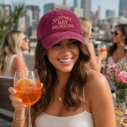 Support Day Drinking Embroidered Washed Cap - Washed Cap - alternate angle