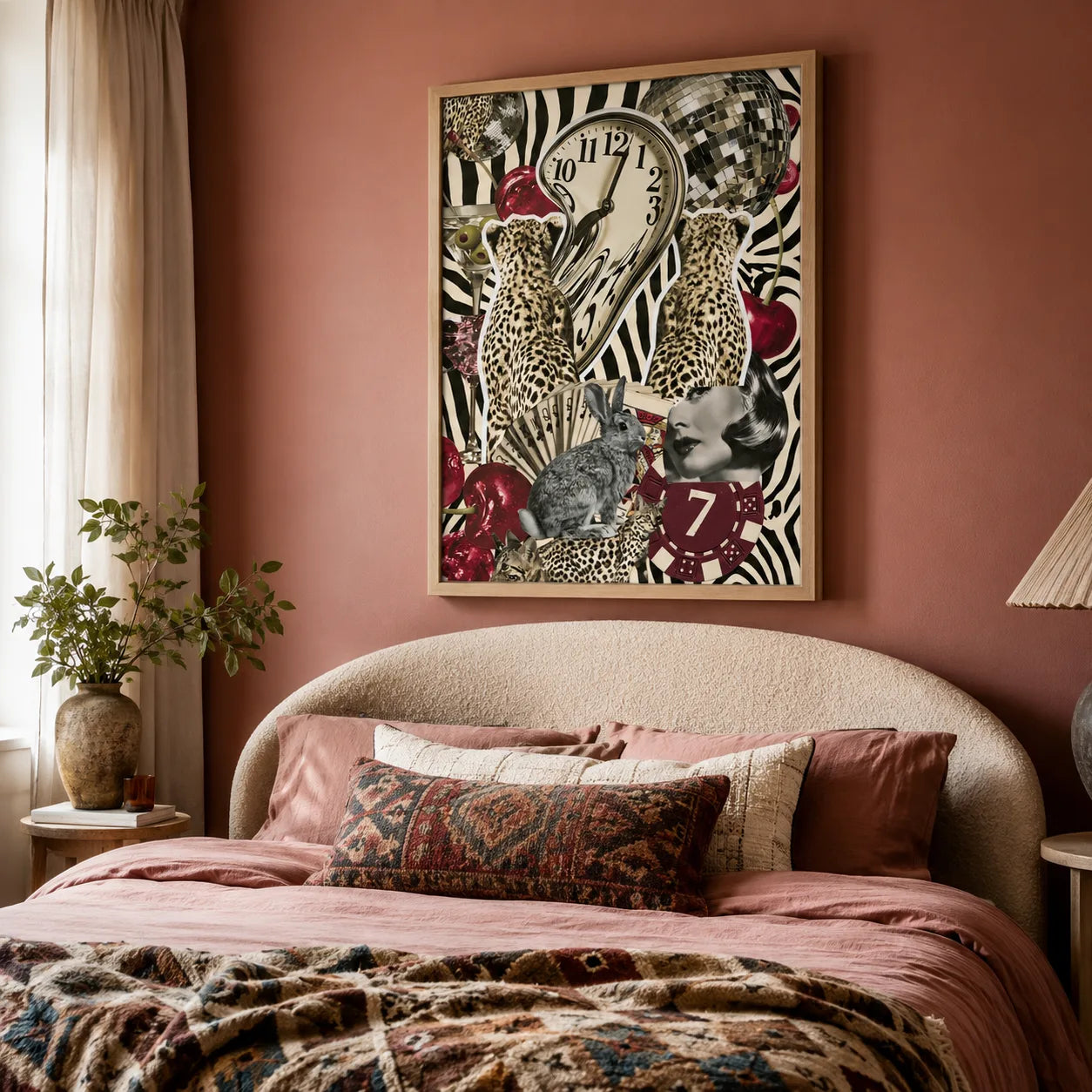 Surreal Leopard Casino Collage Wall Art Decor - Wall Art Decor - alternate angle