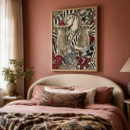 Surreal Leopard Casino Collage Wall Art Decor - Wall Art Decor - alternate angle