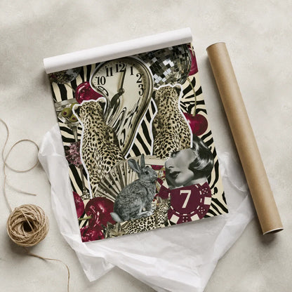 Surreal Leopard Casino Collage Wall Art Decor - Wall Art Decor - back view