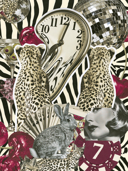 Surreal Leopard Casino Collage Wall Art Decor - Wall Art Decor - front view