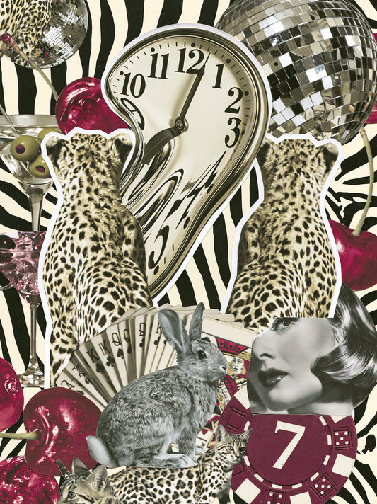 Surreal Leopard Casino Collage Wall Art Decor - Wall Art Decor - front view