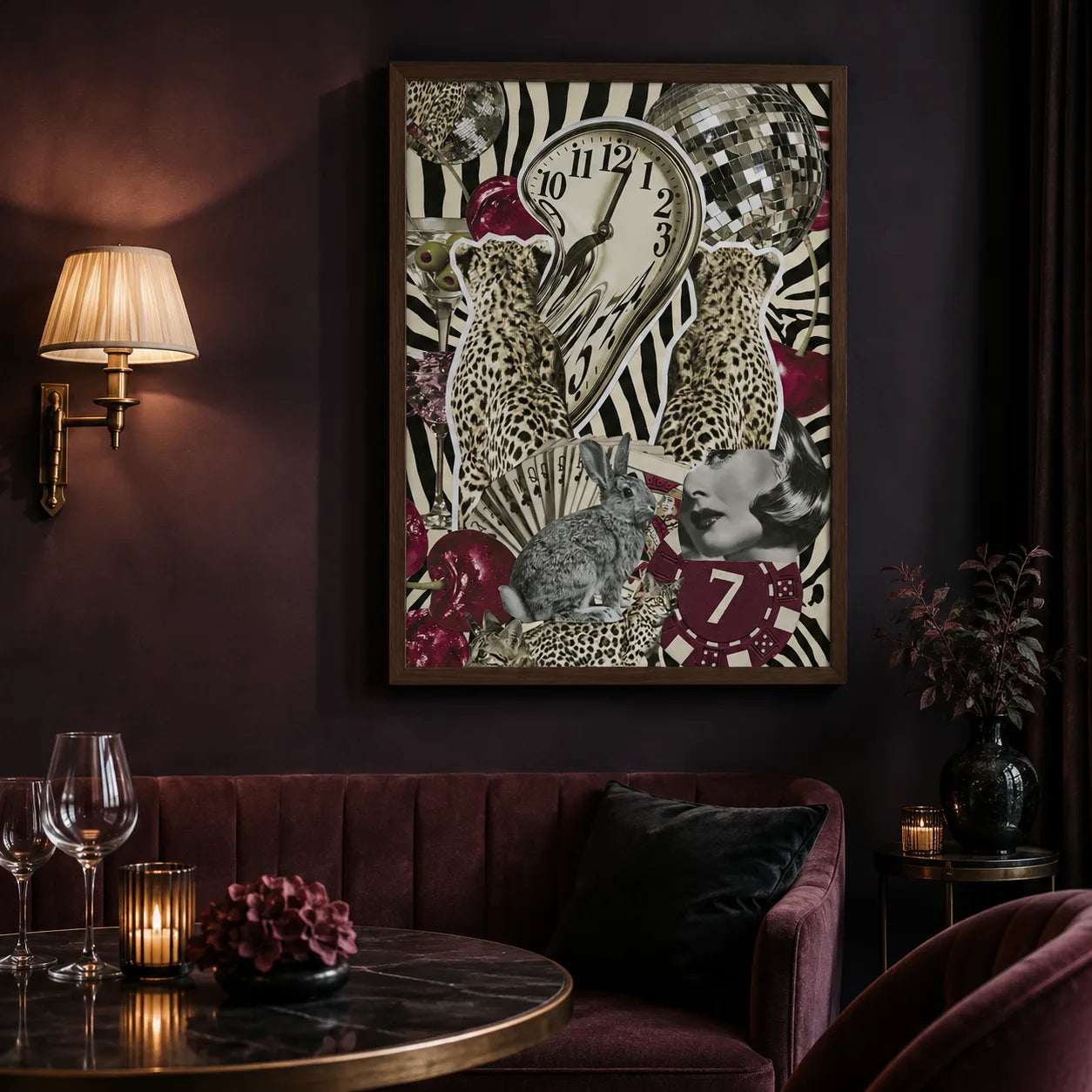 Surreal Leopard Casino Collage Wall Art Decor - Wall Art Decor - lifestyle